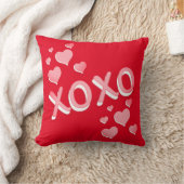 XOXOハートオン赤 クッション (ブランケット)