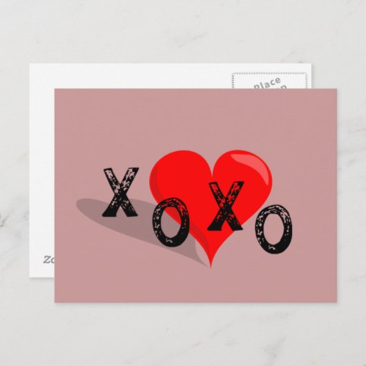 XOXOハートハグとキス ポストカード (正面/裏面)