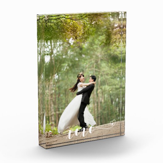 XOXOハートパーソナライズされたフォトカスタム縦型 フォトブロック (左)