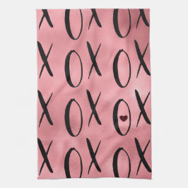 XOXOハートピンクグラム キッチンタオル