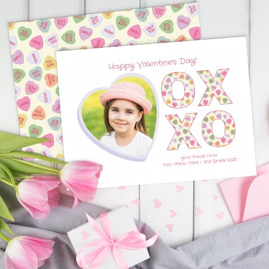 XOXOハートフォトクラスルームのバレンタインカード ノートカード