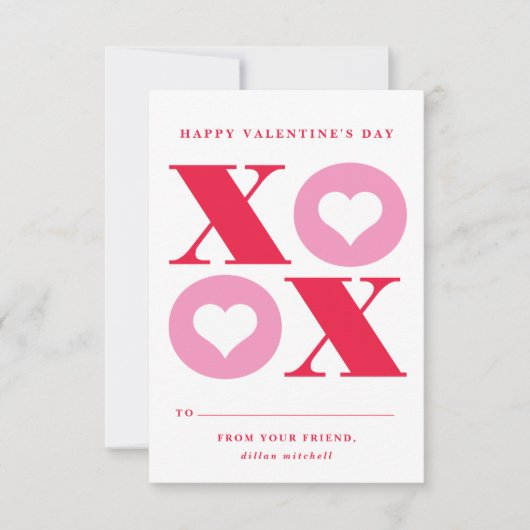xoxoハート教室バレンタインデーのカード 招待状 (正面)