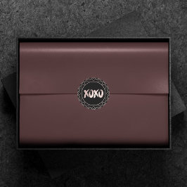 XOXOハート赤面ピンク |手書き文字のブラシストローク ラウンドシール