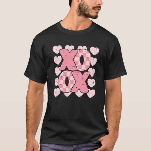 XOXOハートGroovy Valentine's DayカップルKids Gir Tシャツ (正面)