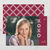XOXOバはっきりしたレンタインデーの写真カード – Cranberry 招待状 (正面/裏面)