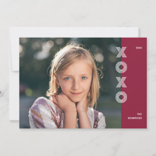 XOXOバはっきりしたレンタインデーの写真カード – Cranberry 招待状
