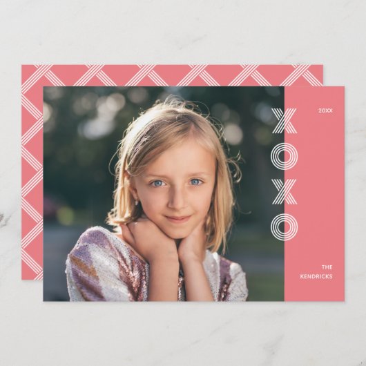 XOXOバはっきりしたンタインの日の写真カード – Bublegum 招待状 (正面/裏面)
