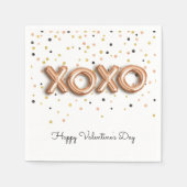 XOXOバラ金ゴールドバルーン |バレンタインデー スタンダードカクテルナプキン (正面)