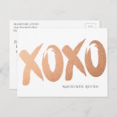 XOXOバラ金ゴールド |ブラシストローク延期パーティー ポストカード (正面/裏面)