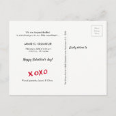 XOXOバレパーソナライズされたンタインのベビー写真 案内ポストカード (裏面)