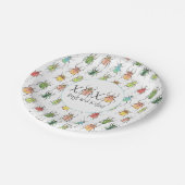 XOXOバレンタインのピンクのバグとキスロブバグ ペーパープレート (アングル)