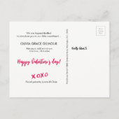 XOXOバレンタインのベビーガールカスタム誕生写真stat 案内ポストカード (裏面)