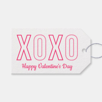 XOXOバレンタインデーのピンクと白のギフトラベル ギフトタグ
