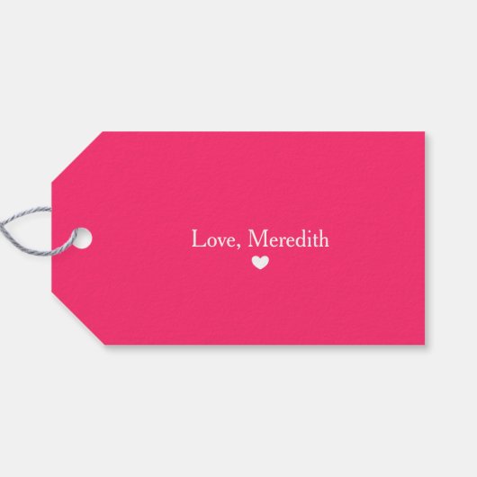 XOXOバレンタインデーのピンクと白のギフトラベル ギフトタグ (裏面横)