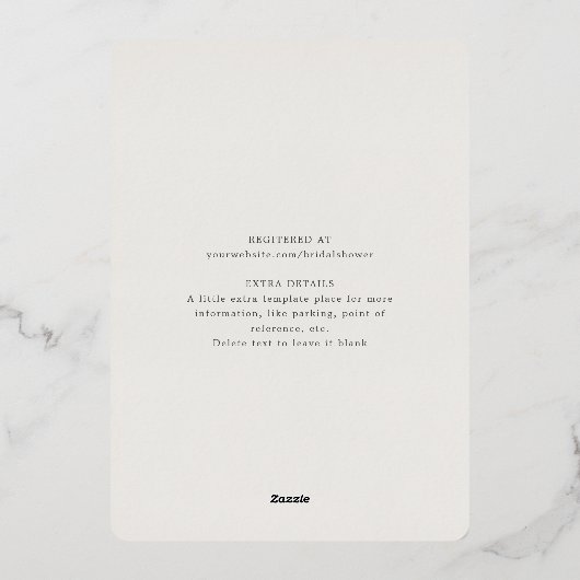 XOXOバレンタインデーブライダルシャワーバラ金ゴールド 箔招待状 (裏面)