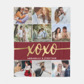 XOXOバレンタインデー写真コラージュ フリースブランケット (正面)