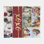 XOXOバレンタインデー写真コラージュ フリースブランケット (正面(横))