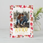XOXOバレンタインデー写真ホリデーカード 箔シーズンカード (立ち正面)