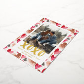 XOXOバレンタインデー写真ホリデーカード 箔シーズンカード (回転した状態)