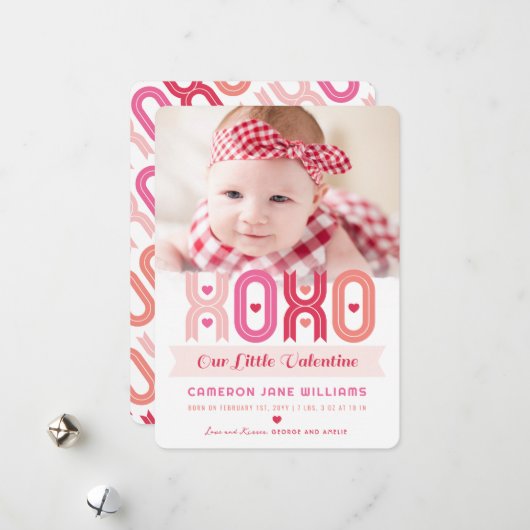 XOXOバレンタインデー写真少女の誕生のお知らせ シーズンカード (正面/裏面インサイチュ)