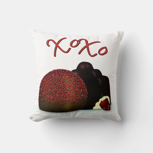 XOXOバレンタインボンボンとダークチョコレート クッション (正面)