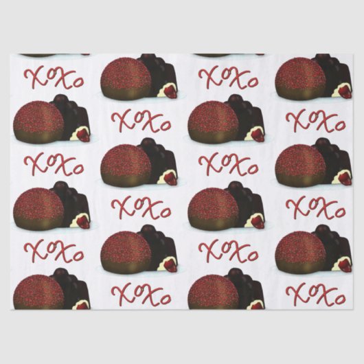 XOXOバレンタインボンボンとダークチョコレート 薄葉紙 (正面)
