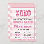 XOXOバレンタイン誕生日招待状（ピンク） 招待状 (正面/裏面)