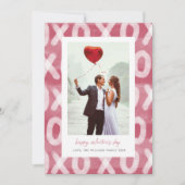 XOXOパターンカップルの写真バレンタインデー シーズンカード (正面)