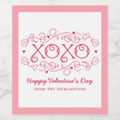 XOXOパーソナライズされたハッピーバレンタインデー ワインラベル (シングルラベル)