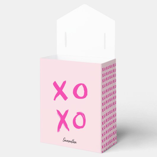 XOXOパーソナライズされたバレンタインデーピンク フェイバーボックス (オープン)