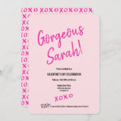 XOXOピユニークンクパーソナライズされたクガレンティンの日 招待状 (正面/裏面)