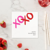 XOXOピンクと赤のハグとキスガレンティンパーティー スタンダードカクテルナプキン (インサイチュ)