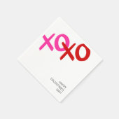 XOXOピンクと赤のハグとキスガレンティンパーティー スタンダードカクテルナプキン (角)