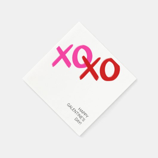 XOXOピンクと赤のハグとキスガレンティンパーティー スタンダードカクテルナプキン (角)