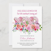 XOXOピンククッキー鮮やかフローラガール1st誕生日 招待状 (正面)