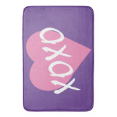 XOXOピンクハートハグキス紫 バスマット (正面縦)