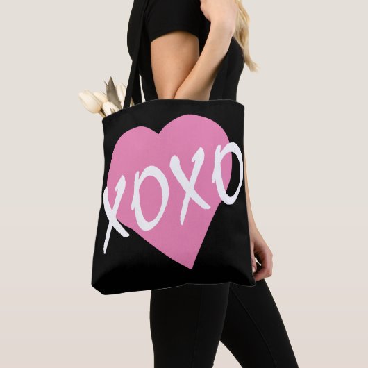 XOXOピンクハート トートバッグ (クローズアップ)