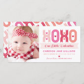 XOXOピンクバレンタイン写真少女の誕生のお知らせ シーズンカード (正面/裏面)