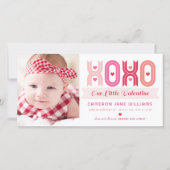 XOXOピンクバレンタイン写真少女の誕生のお知らせ シーズンカード (正面)