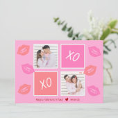 XOXOピンクフォトカップルハッピーバレンタインデー シーズンカード (スタンド正面)