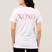 XOXOピンクモダンハートとフォトコラージュ トライブレンドＴシャツ (裏面)