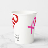 XOXOピンクレッドハグキスハッピーガレンティンの日 紙コップ (右)