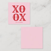 XOXOピンク赤かわいいタイポグラフィ パーソナライズされた エンクロージャーカード (正面/裏面)
