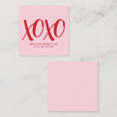 XOXOピンク赤かわいいモダンバカスタムレンタインデー エンクロージャーカード (正面/裏面)