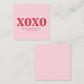 XOXOピンク赤タイポグラフィかわいいバレンタインデー エンクロージャーカード (正面/裏面)