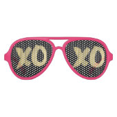 XOXOフェイク金ゴールドピンク&ブラック アビエーターサングラス (正面)