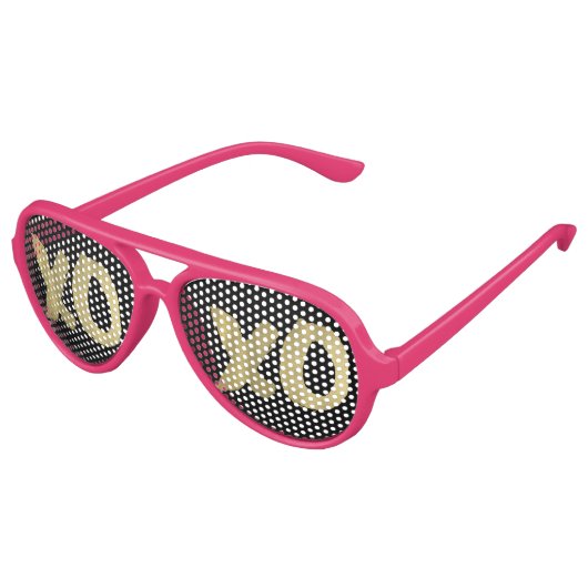 XOXOフェイク金ゴールドピンク&ブラック アビエーターサングラス (アングル)