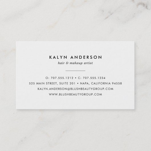 XOXOフェイク金ゴールド&ブラックストライプメイクアップアーティスト 名刺 (裏面)