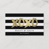 XOXOフェイク金ゴールド&ブラックストライプメイクアップアーティスト 名刺 (正面)