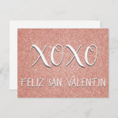 XOXOフェリズサンヴァレンティンピンクローズ金ゴールドスパークル ポストカード (正面/裏面)